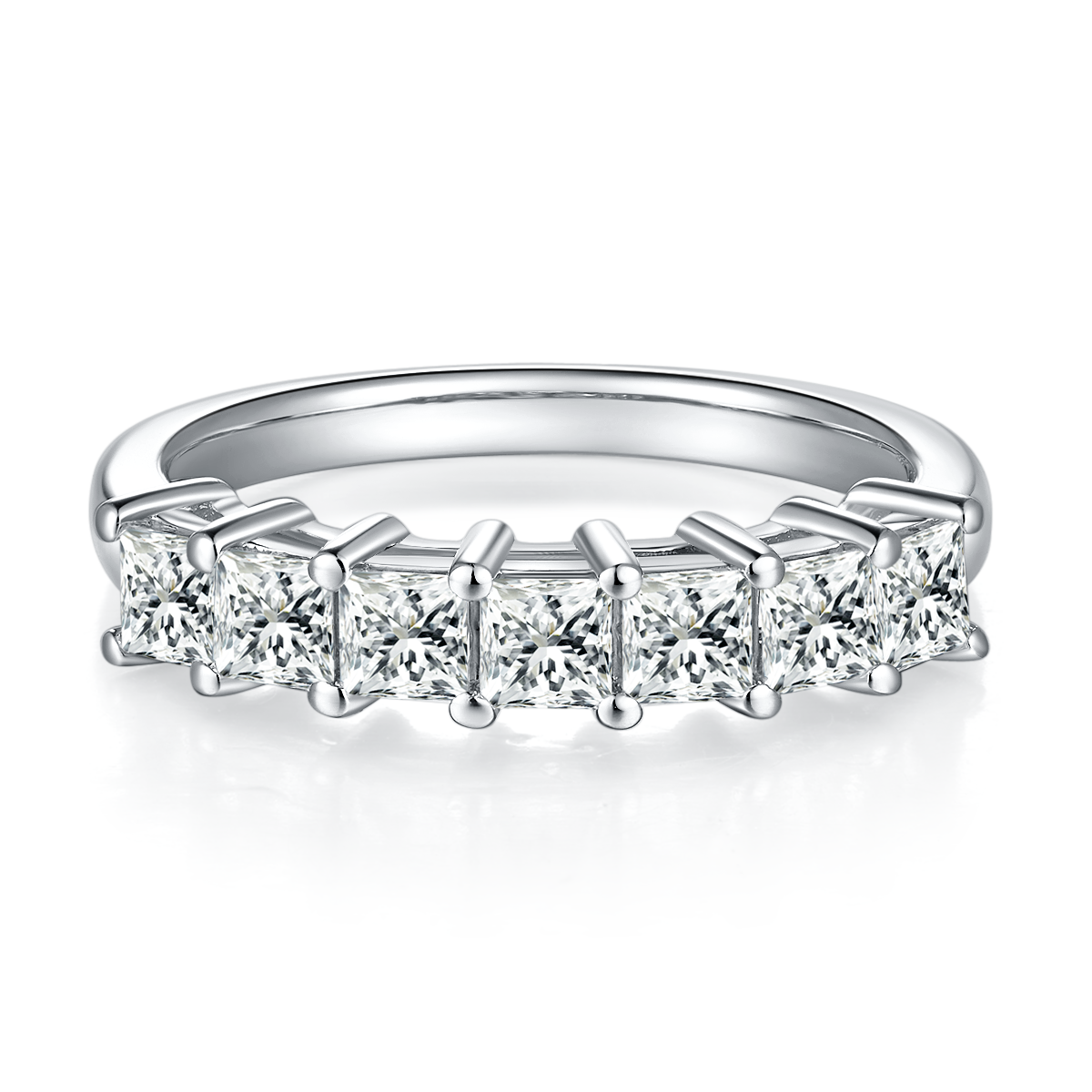 Square lined ring S925 silver plated platinum Moissanite women's ring 2.1 carats D-grade